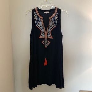 Embroidered black dress